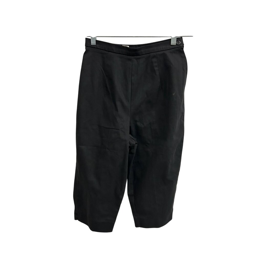 Briggs Cropped Pants Black Sz 8 Flat Front Capris Cotton Blend Casual Wear